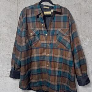 Vintage 90s Prides Landing Quilted Flannel Shirt Jacket XL Plaid